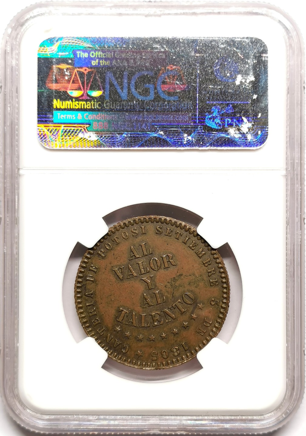 凡希社世界钱币微拍第二百三十八期 荐！1865玻利维亚1/2M铜样NGC-MS61稀有品种！