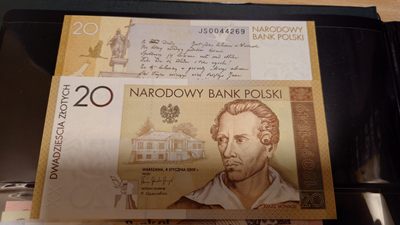 【世界钱币】精选微拍第62期暨2023年第九期 裸钞专场（有最新四月底币展卖剩品种） 2009年波兰20兹罗提 纪念钞 全新绝品尾号269