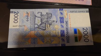 【世界钱币】精选微拍第62期暨2023年第九期 裸钞专场（有最新四月底币展卖剩品种） 2017年吉尔吉斯斯坦2000 纪念钞 全新绝品尾号273