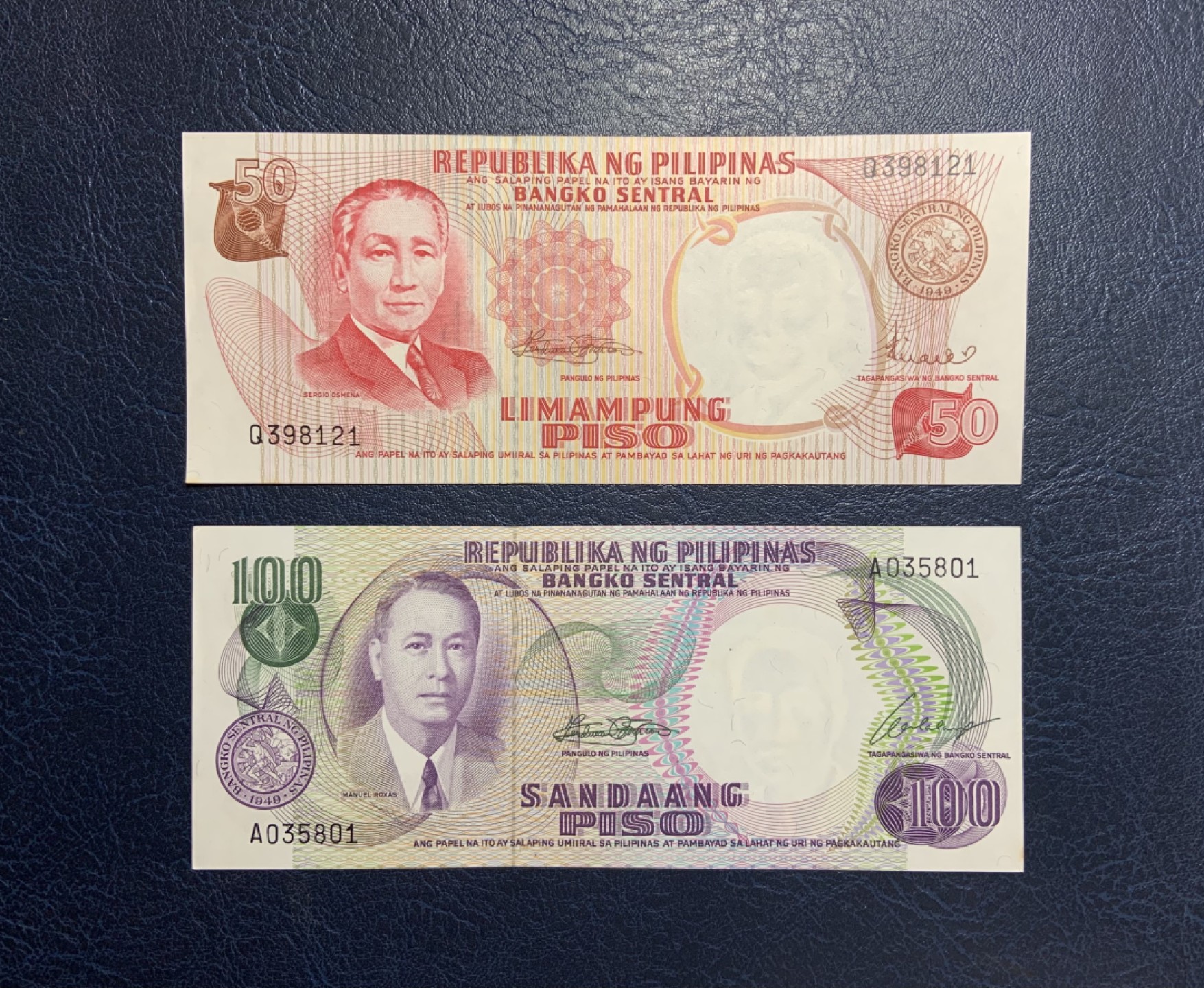 收藏联盟Quantum Auction 第258期拍卖  菲律宾1969年50和100比索 品相UNC 100是首发冠 瑕疵细节如图