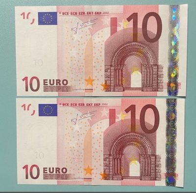 欧盟纸币 Euro2002版 10欧元 二签 全新UNC 单价 - 欧盟纸币 Euro2002版 10欧元 二签 全新UNC 单价