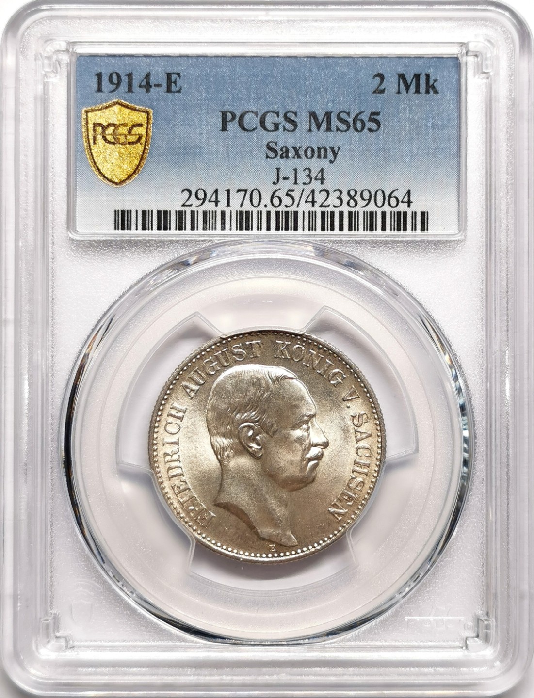 凡希社世界钱币微拍第二百三十八期 1914萨克森2马克PCGS-MS65