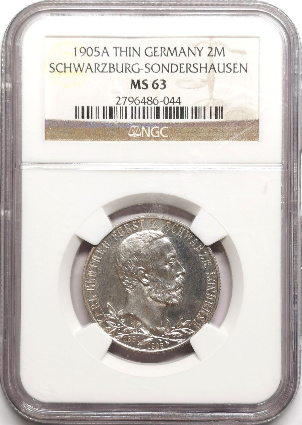 凡希社世界钱币微拍第二百三十八期 1905施瓦茨堡2马克NGC-MS63