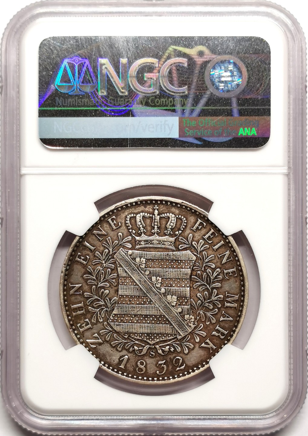 凡希社世界钱币微拍第二百三十八期 1832S萨克森老年头像泰勒大银NGC-AUD