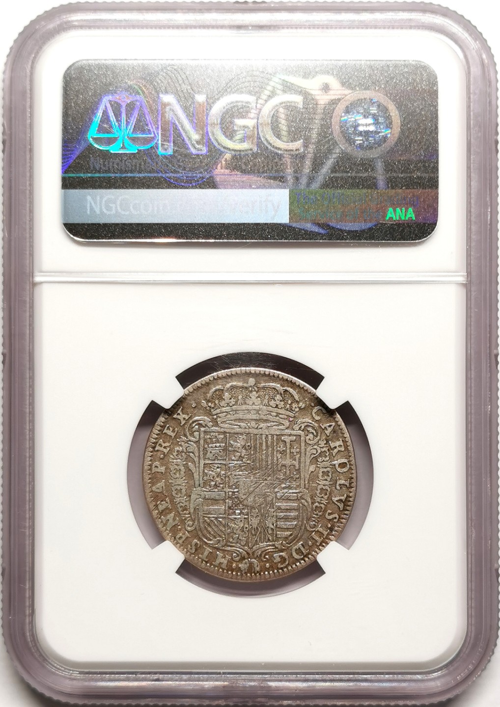 凡希社世界钱币微拍第二百三十八期 1685那不勒斯地球tari银NGC-VF20