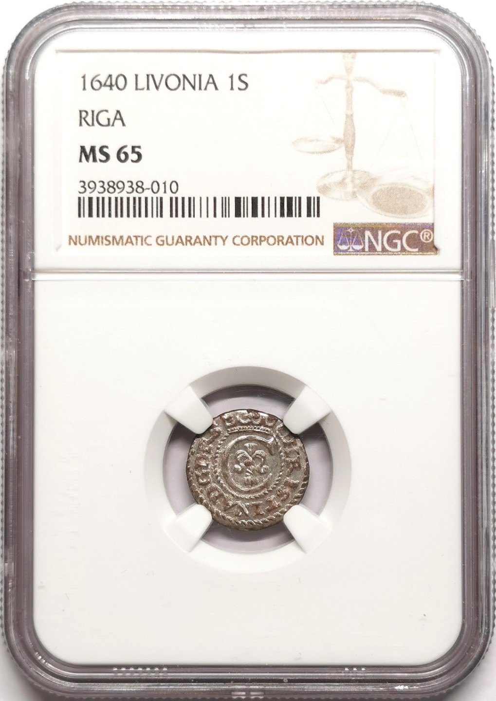 凡希社世界钱币微拍第二百三十八期 1640利沃尼亚1S银辅币NGC-MS65难得品相！