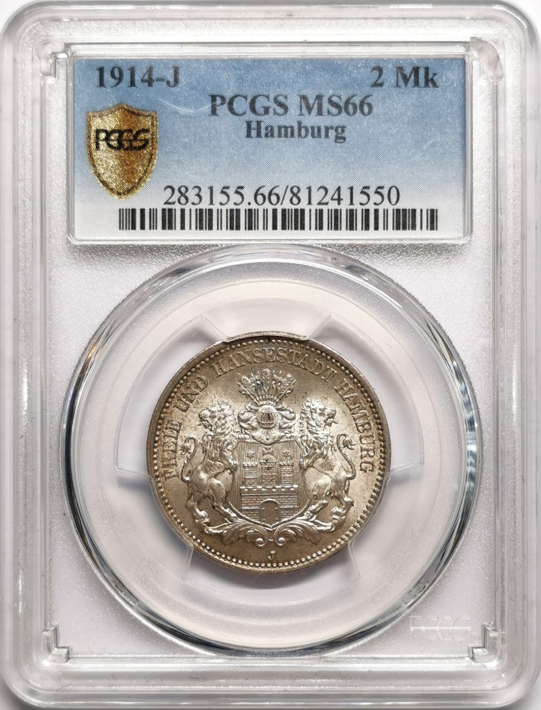 凡希社世界钱币微拍第二百三十八期 1914汉堡2马克PCGS-MS66