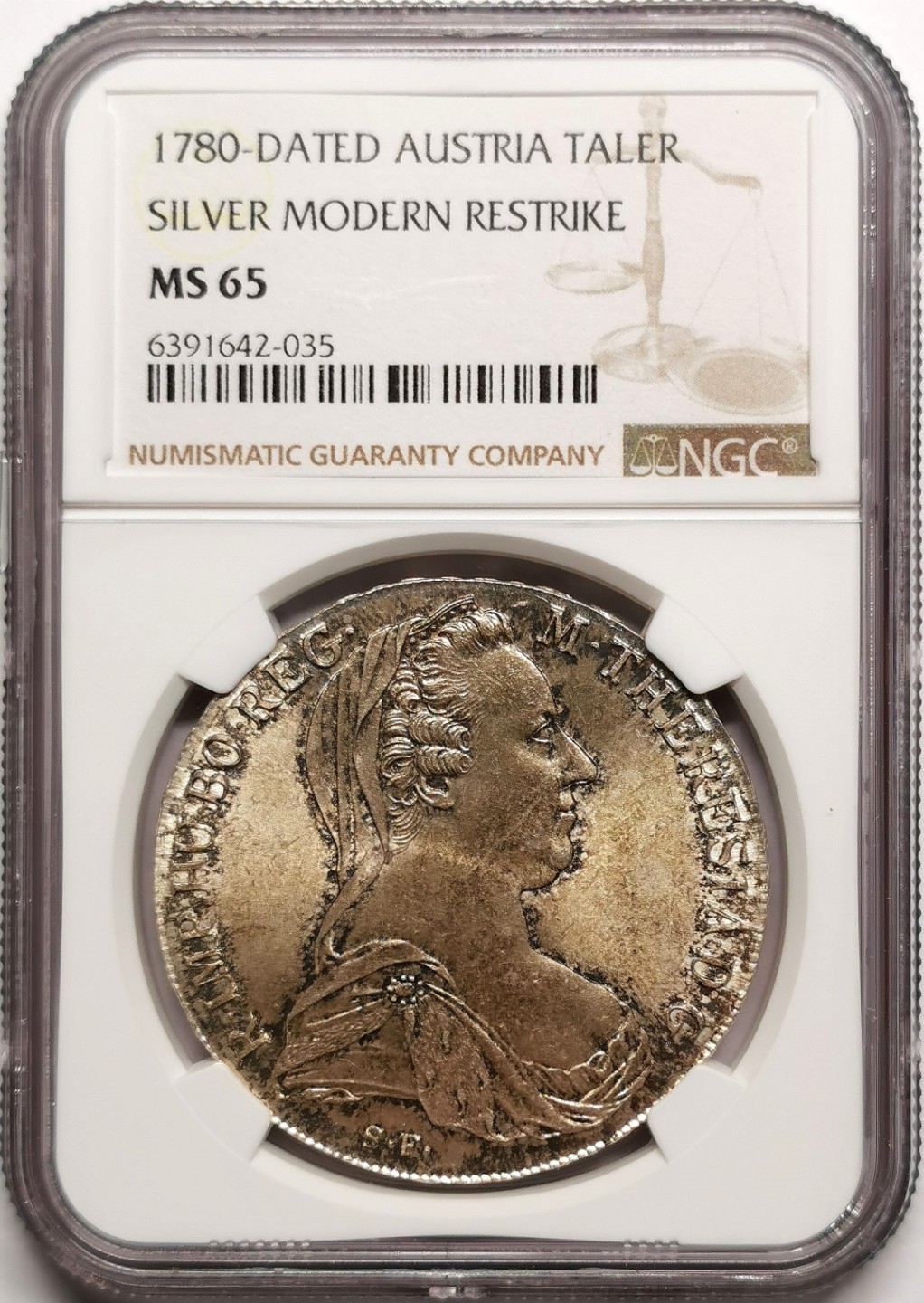 凡希社世界钱币微拍第二百三十八期 1780奥地利特蕾莎泰勒NGC-MS65现代后铸