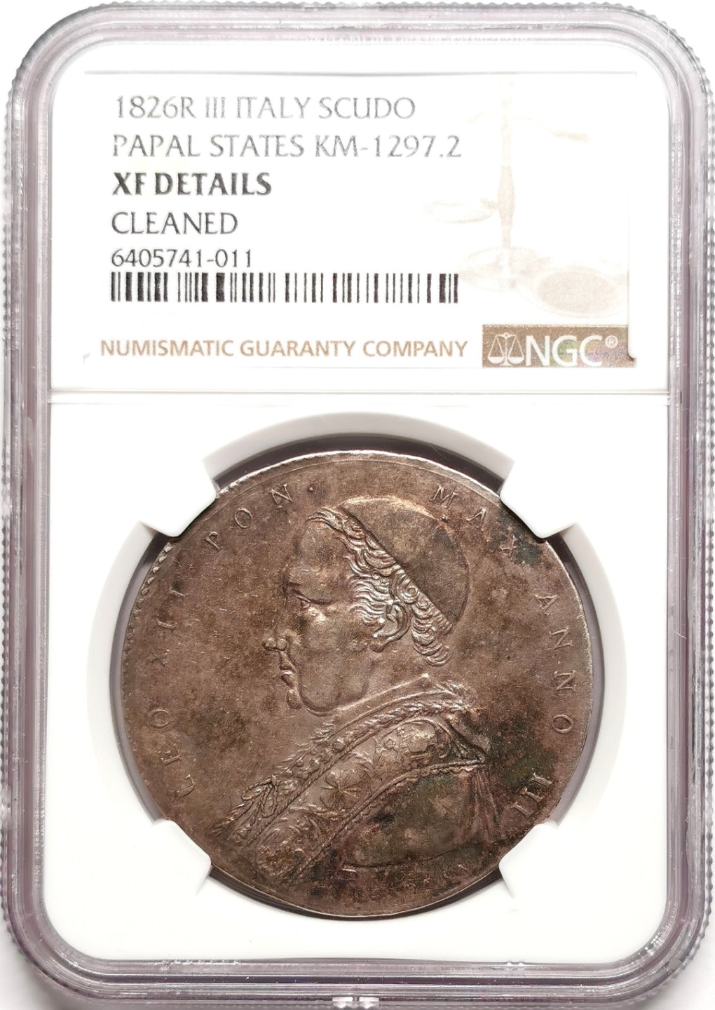 凡希社世界钱币微拍第二百三十八期 1826教皇国里奥十二世SCUDO大银NGC-XFD