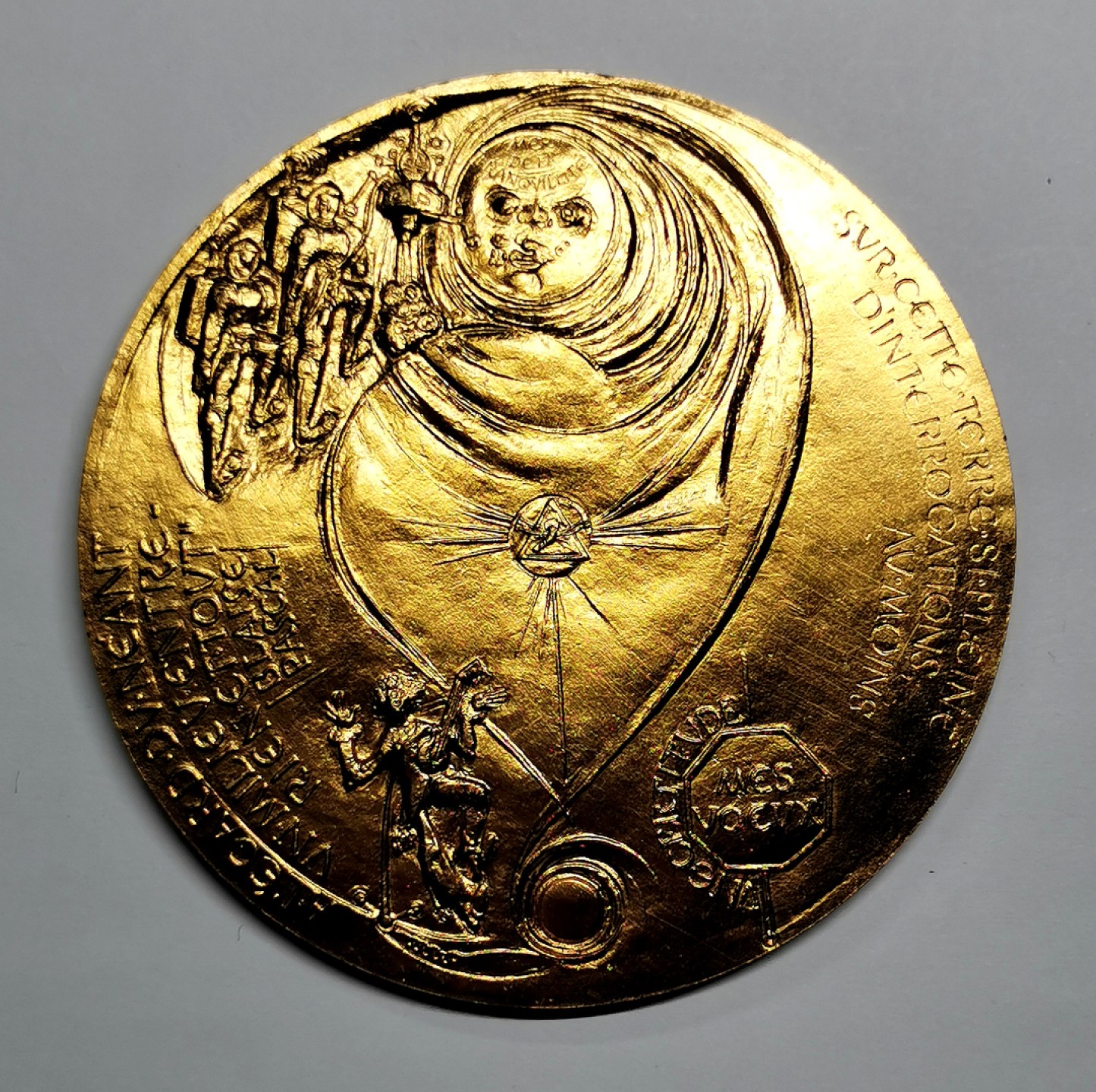 凡希社世界钱币微拍第二百三十八期 1974巴黎造币厂大型镀金艺术章 直径100mm