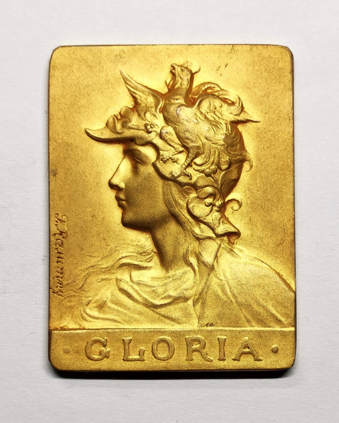 凡希社世界钱币微拍第二百三十八期 法国女神玛丽安娜镀金艺术方章UNC