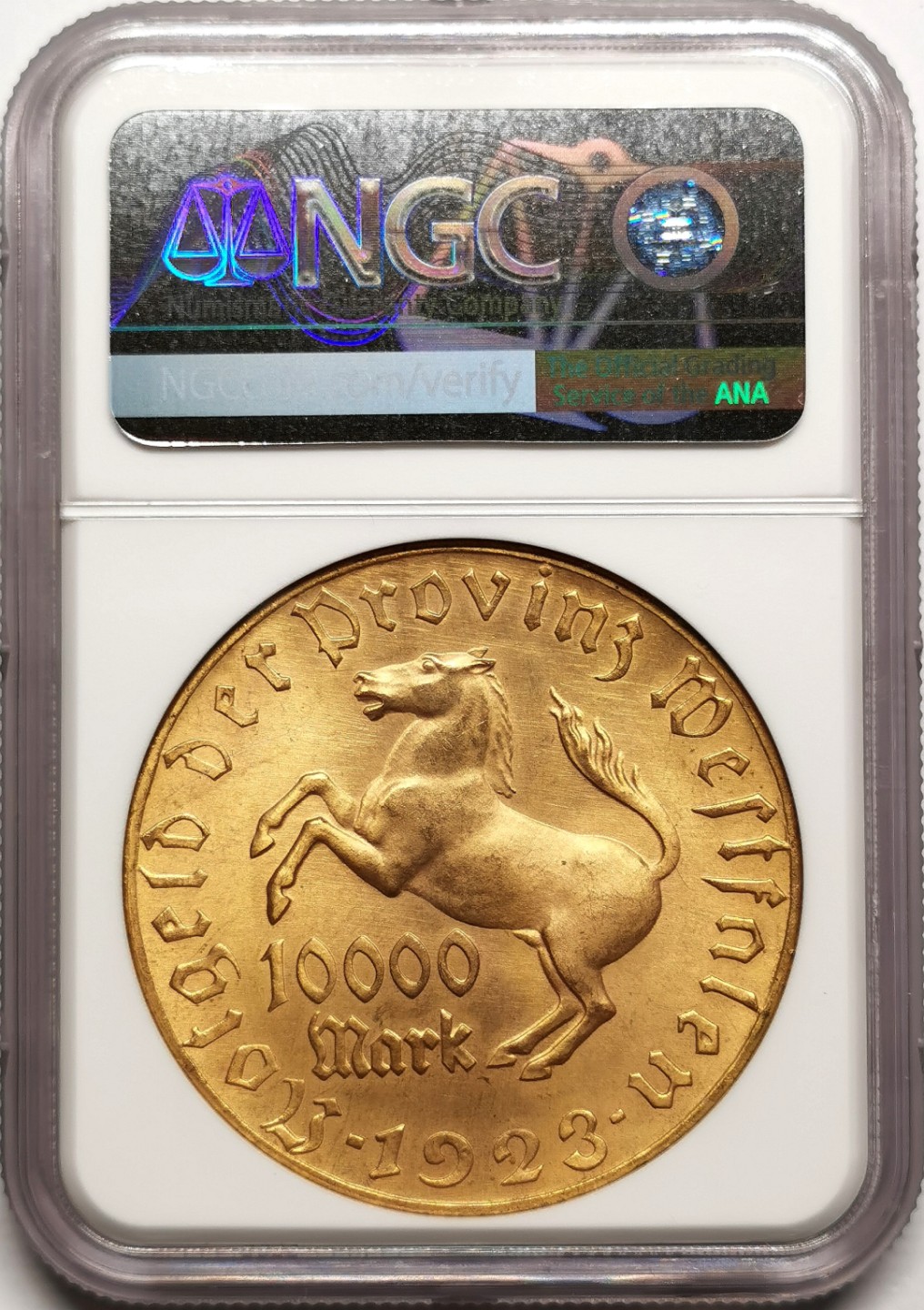 凡希社世界钱币微拍第二百三十八期 1923威斯特伐利亚马币10000马克NGC-MS65镀层完美！