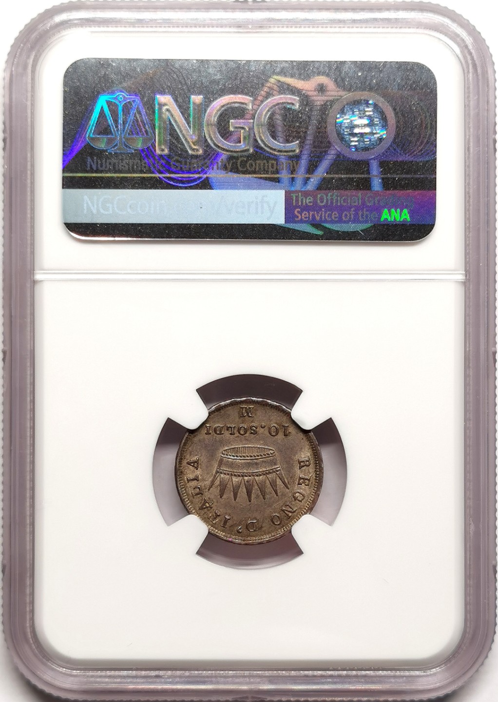 凡希社世界钱币微拍第二百三十八期 荐！1810拿破仑王国10SOL银辅币NGC-MS63灰彩高品！