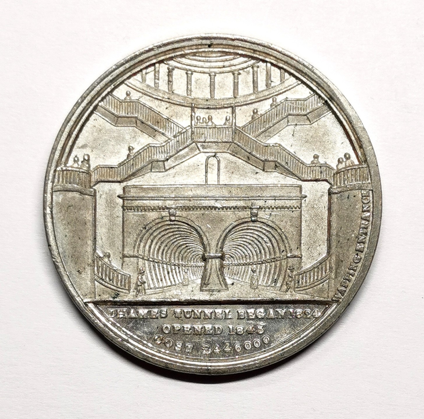 凡希社世界钱币微拍第二百三十八期 1845泰晤士河隧道竣工纪念章白色金属