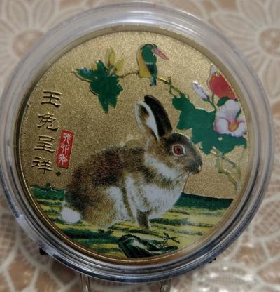 同乐放漏 - 非常完美的玉兔呈祥纪念章一枚