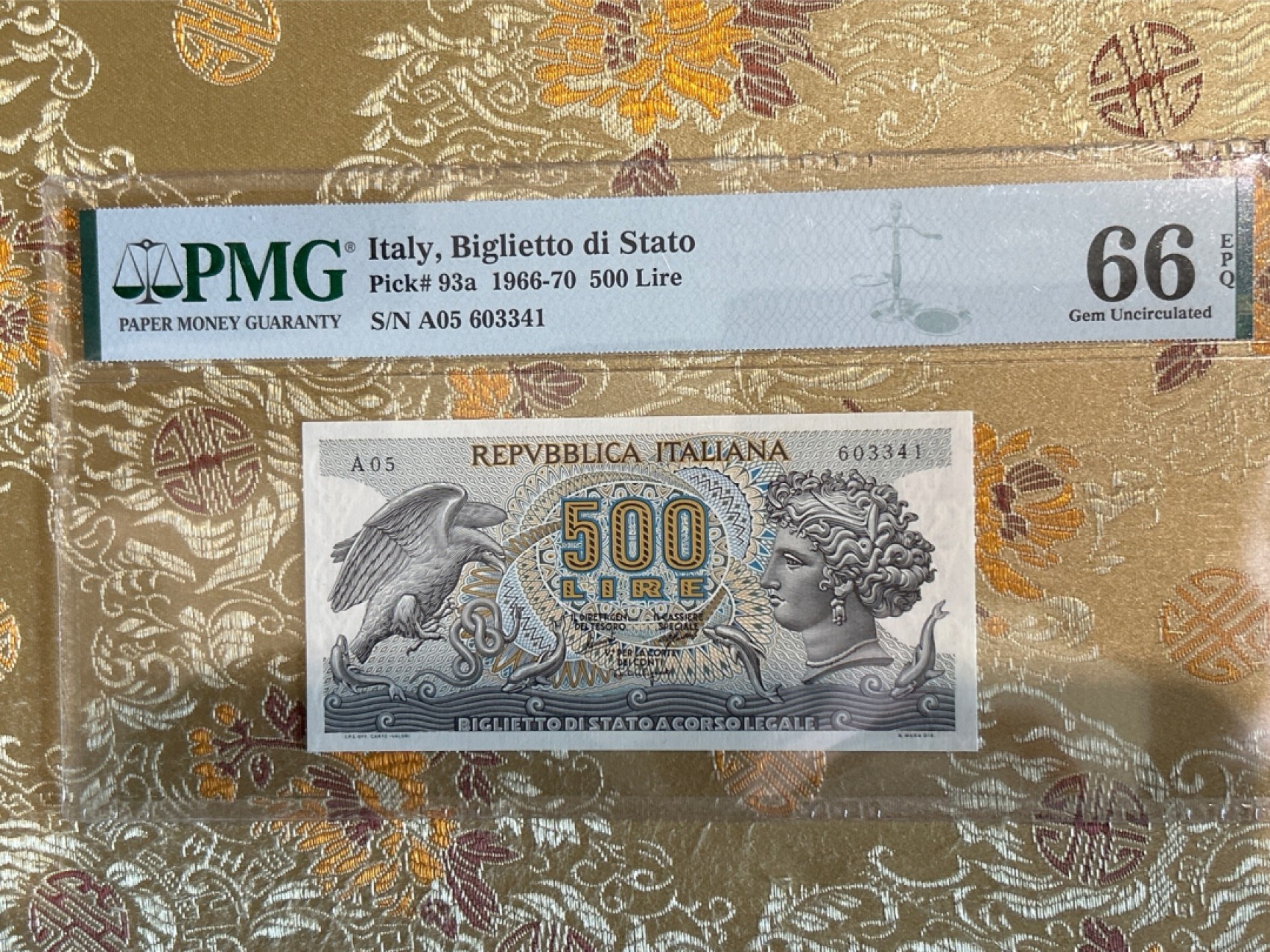 收藏联盟Quantum Auction 第259期拍卖 帝国余辉-印度新金山 意大利1966-70年500里拉 PMG66