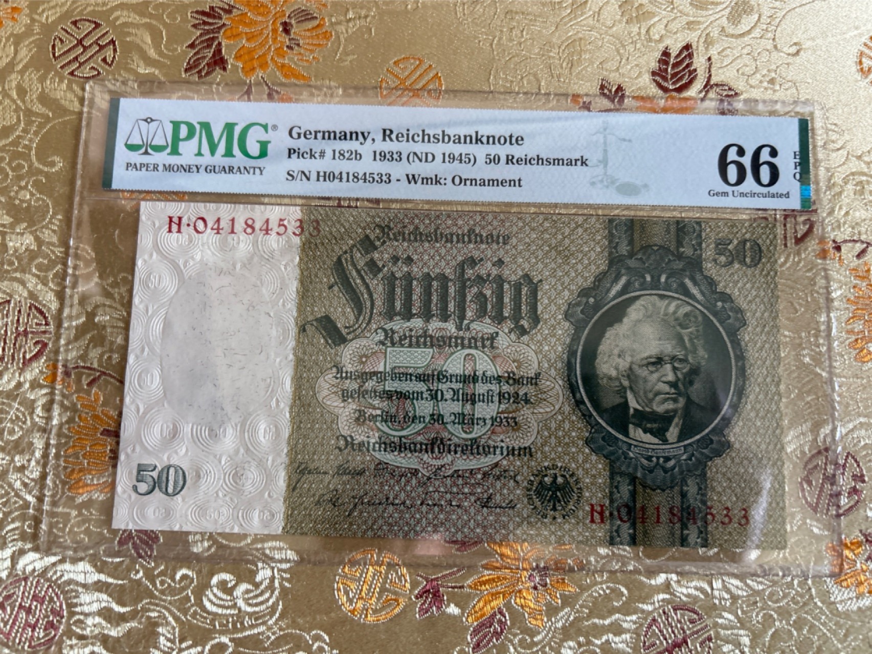 收藏联盟Quantum Auction 第261期拍卖  德国1933(ND1945)年50马克 PMG66