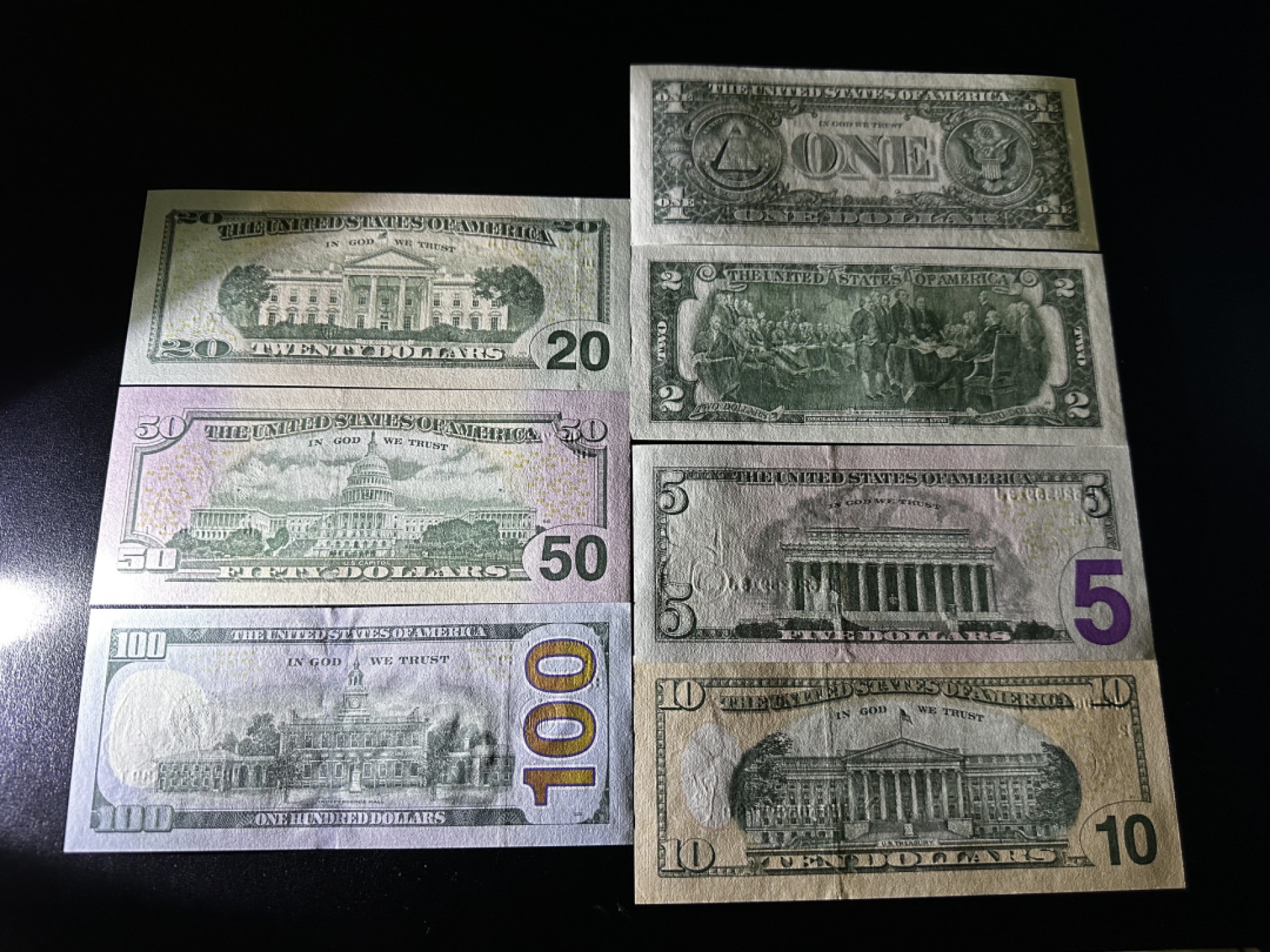 《外钞收藏家》第二百六十八期（连拍第二场） 2013年美元全套7张 全新 1美元轻微潮 其他没问题