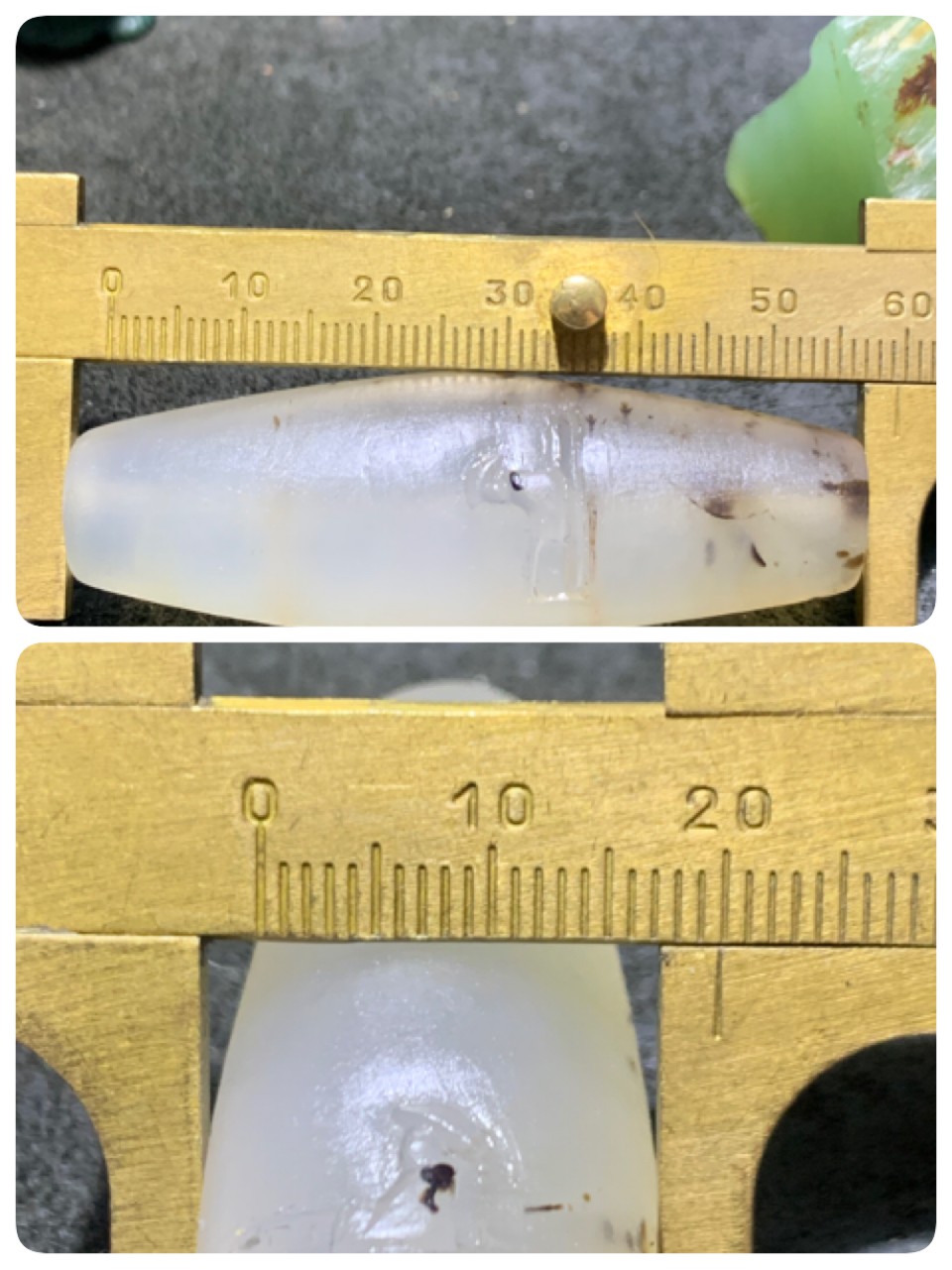 精美亚光高玉化海洋玉髓手工俏色巧雕独钓寒江雪意境大桶珠一个！