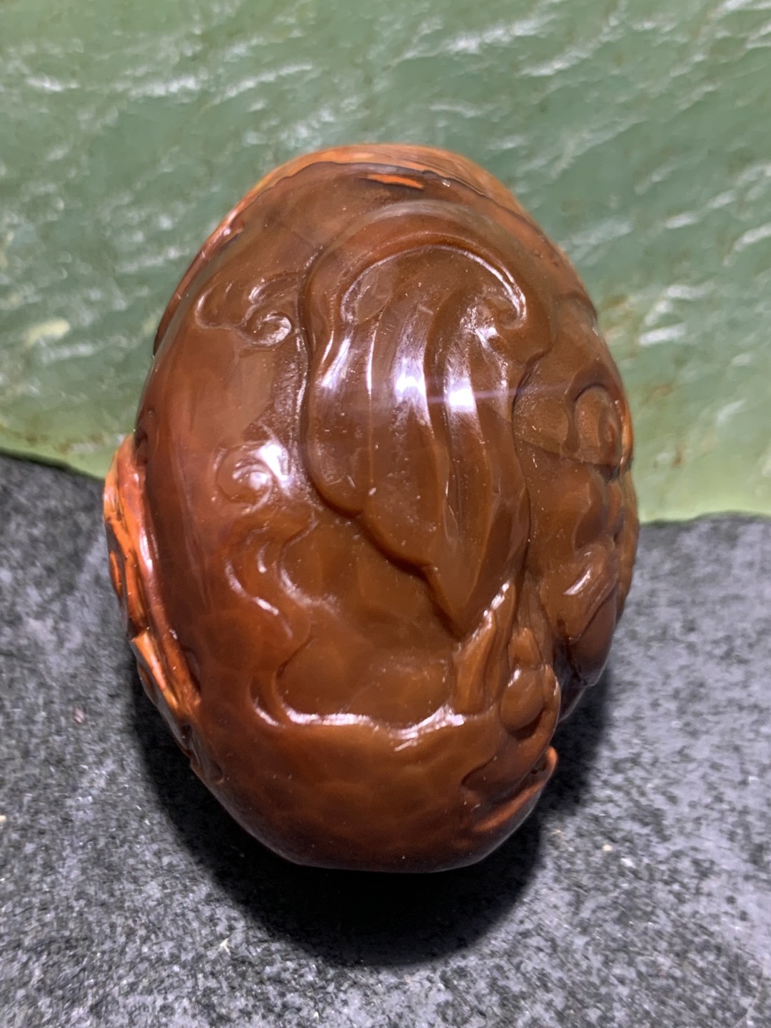 精美战国红玛瑙手工雕刻吉象大桶珠一个，(寓意，如意吉祥)