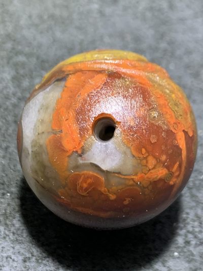 精美亚光冰飘战国红玛瑙手工雕刻独具慧眼大单珠一颗！ 精美亚光冰飘战国红玛瑙手工雕刻独具慧眼大单珠一颗！