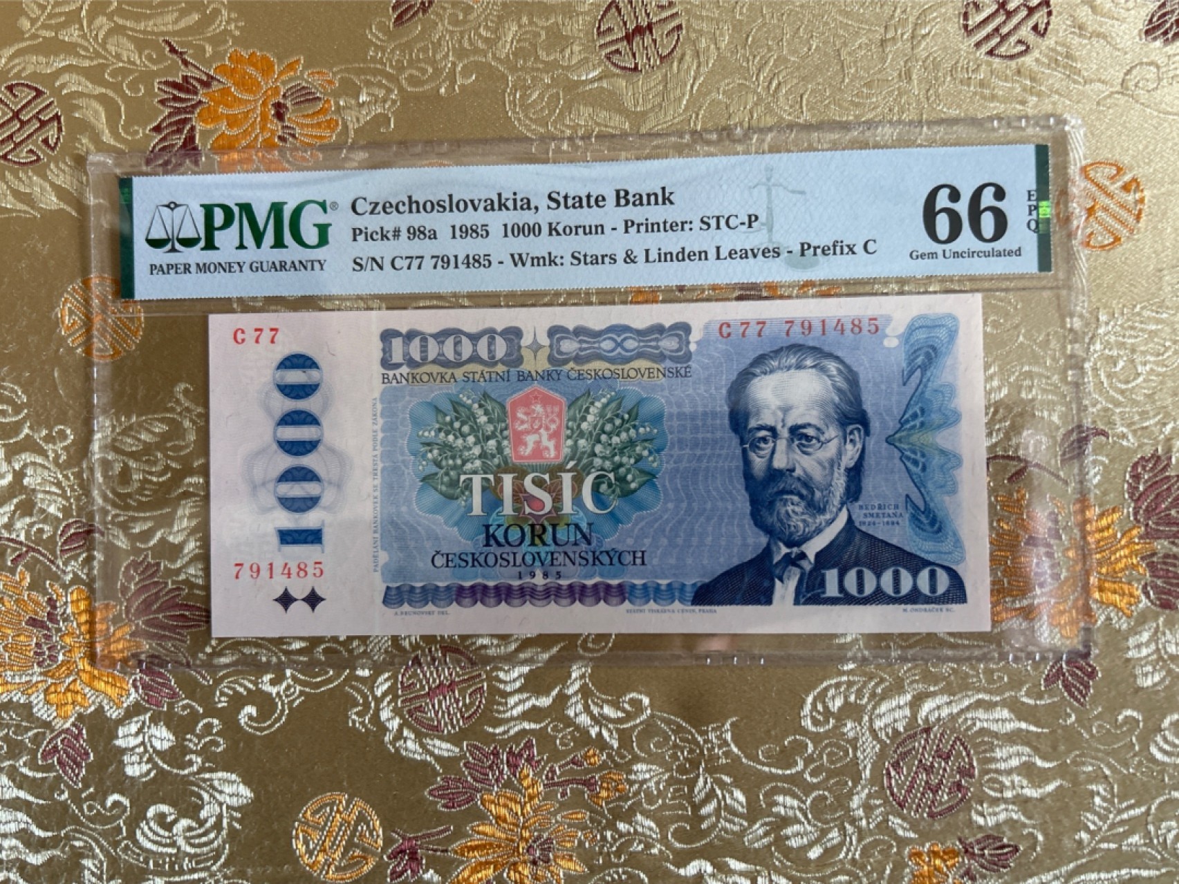 收藏联盟Quantum Auction 第260期拍卖  捷克斯洛伐克1985年1000克朗 PMG66 