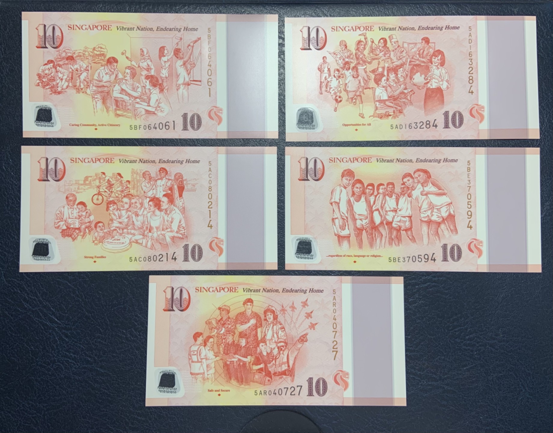 收藏联盟Quantum Auction 第259期拍卖 帝国余辉-印度新金山 新加坡2015年建国50 周年纪念钞10元一组五张 品相全新UNC