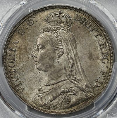修遠堂世界钱币第三期 - 五彩重包浆 PCGS MS62 1889年英国马剑大银币