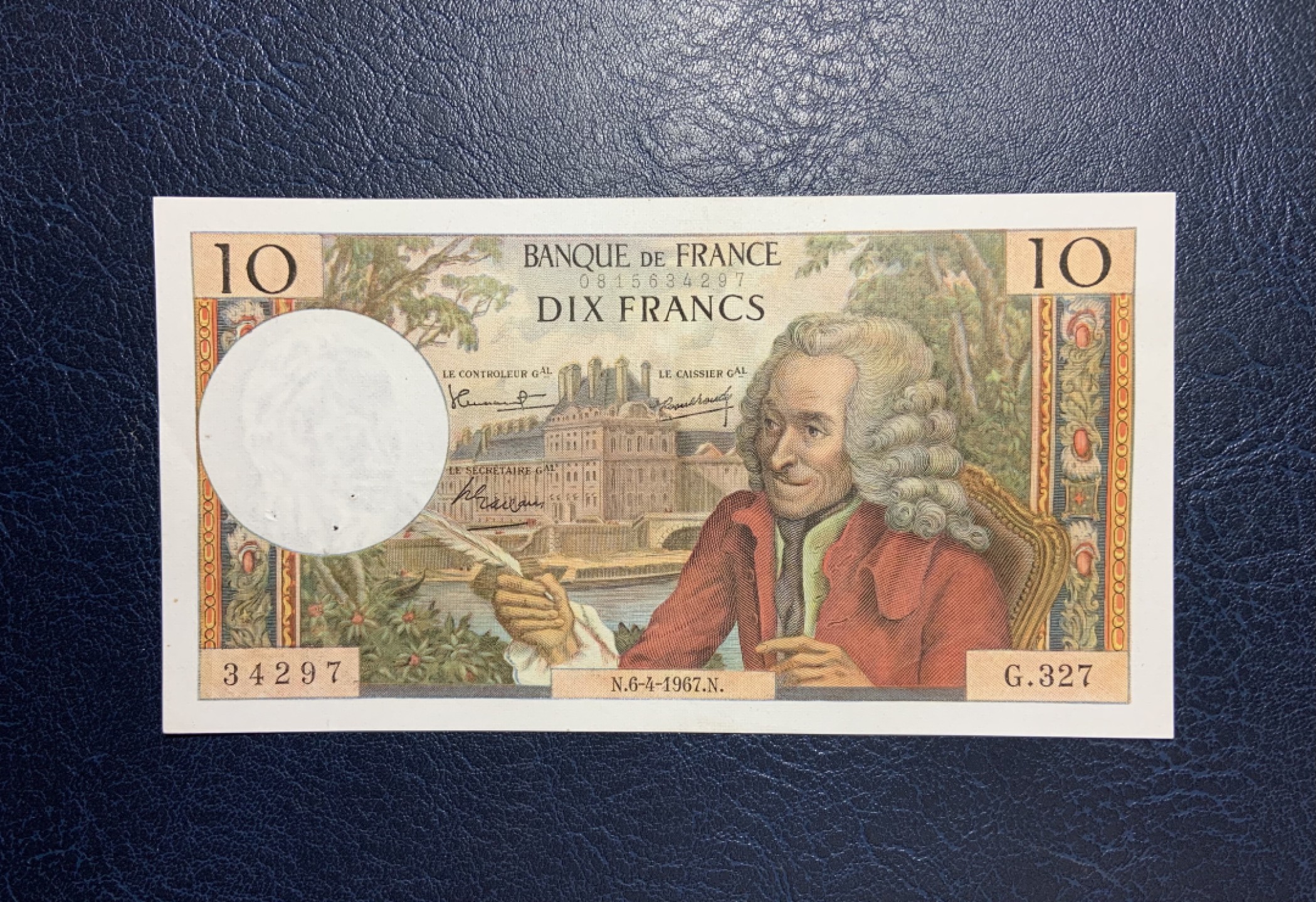 收藏联盟Quantum Auction 第259期拍卖 帝国余辉-印度新金山 法国1967年10法郎 品相AU- 思想家 伏尔泰