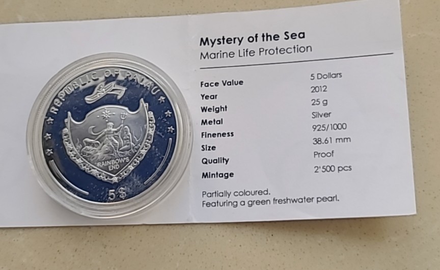 【币将精彩】世界钱币拍卖（2025-11-5） 帕劳2012年神秘海洋珍珠镶嵌银币带证书