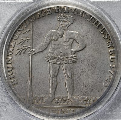 修遠堂世界钱币第三期 - 稀少冠军分PCGS AU58 1723年布伦瑞克-卡伦贝格-汉诺威，野人泰勒大银币