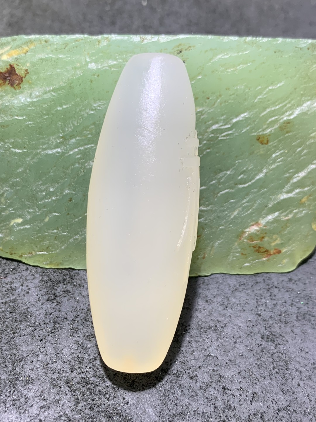 精美高玉化海洋玉髓手工雕刻禅字大桶珠一个！寓意：佛性禅心