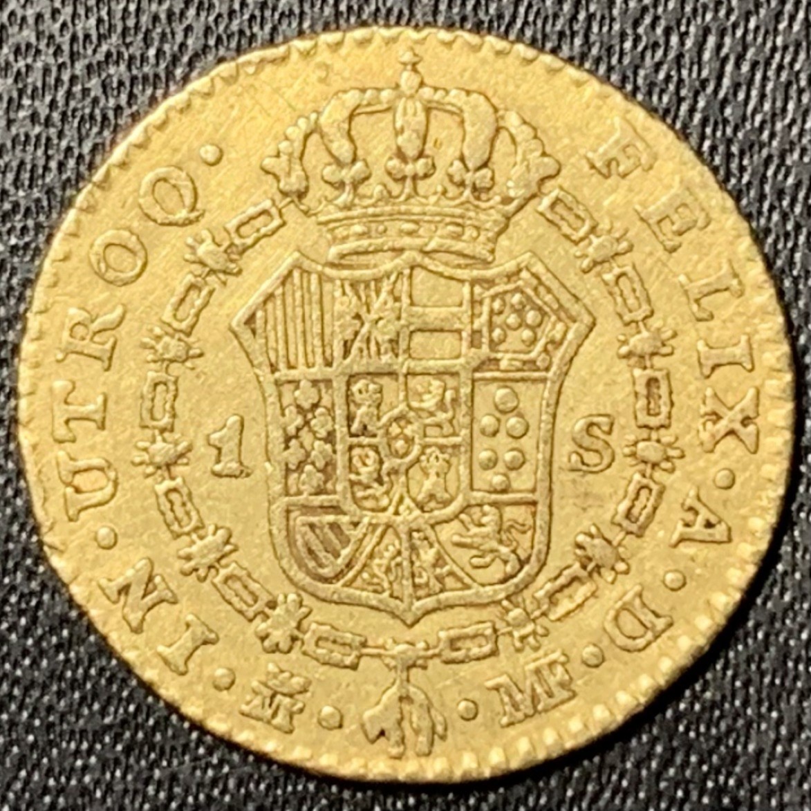 紫瑗钱币——第269期拍卖 西班牙 1793年 MF 卡洛斯四世 1埃斯库多 3.38克 0.8785金 