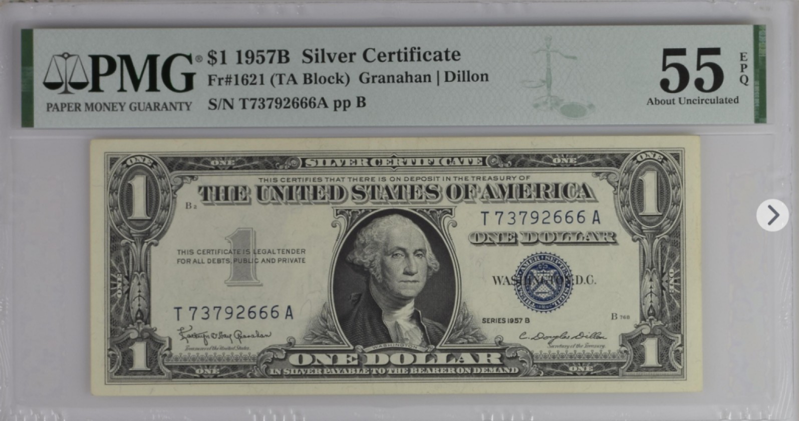 美国蓝库印和红库印合集 Silver Certificate, $1 1957B Small Size
