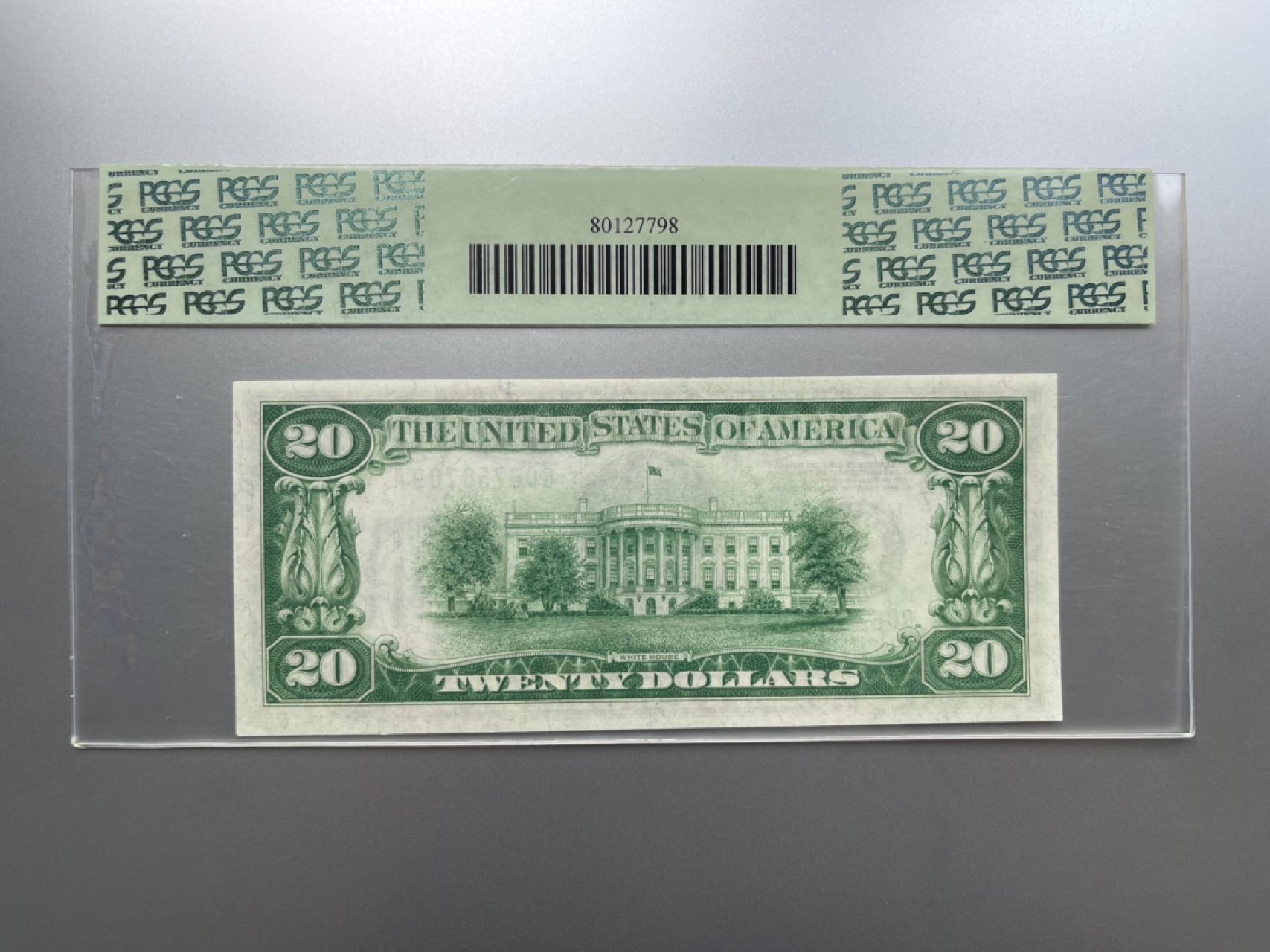 收藏联盟Quantum Auction 第259期拍卖 帝国余辉-印度新金山 美国1928年联邦储备券 20元 数字冠7 PCGS65