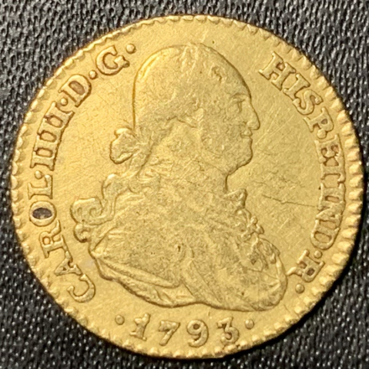 紫瑗钱币——第269期拍卖 西班牙 1793年 MF 卡洛斯四世 1埃斯库多 3.38克 0.8785金 