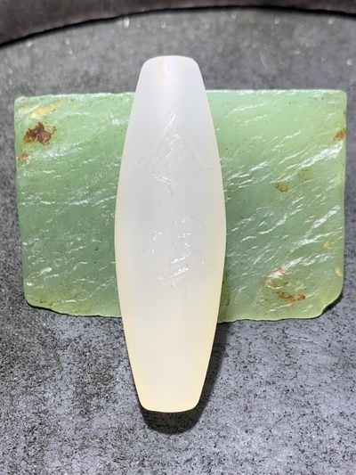 精美高玉化海洋玉髓手工雕刻舍得大桶珠一个！ - 精美高玉化海洋玉髓手工雕刻舍得大桶珠一个！