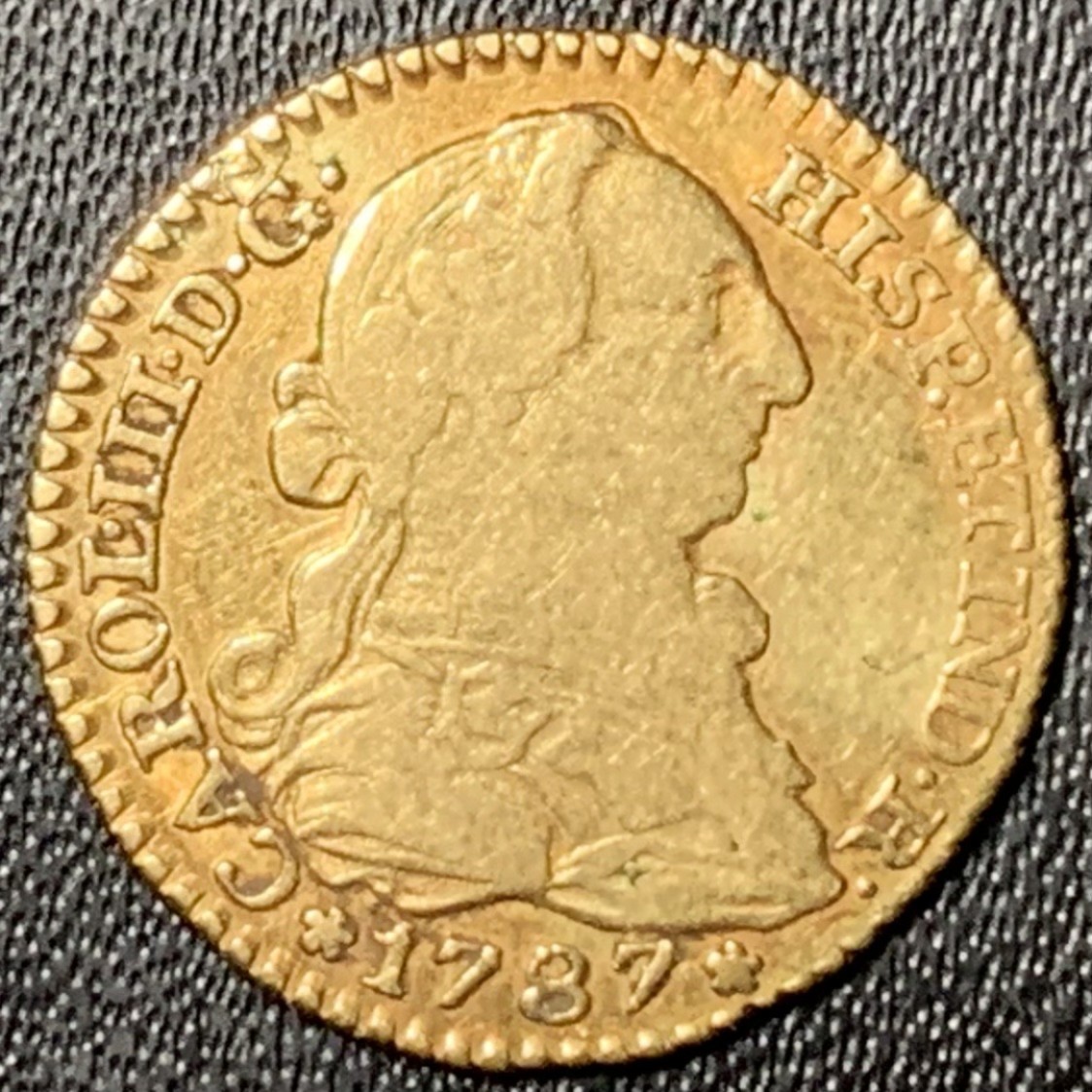 紫瑗钱币——第269期拍卖 西班牙 1787年 DV 卡洛斯三世 1埃斯库多 3.38克 0.875金