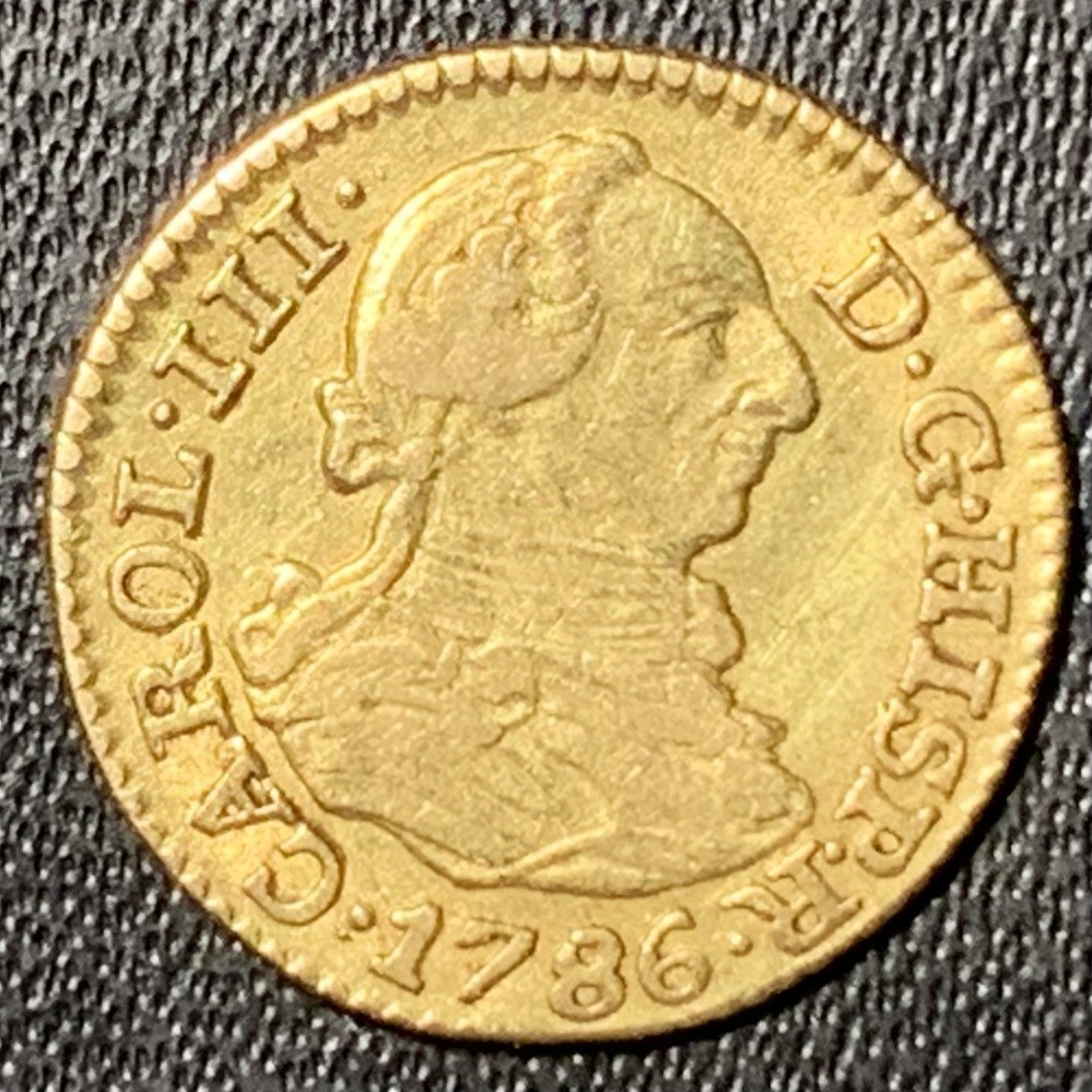 紫瑗钱币——第269期拍卖 墨西哥 1786年 DV 卡洛斯三世 1/2埃斯库多 1.69克 0.875金