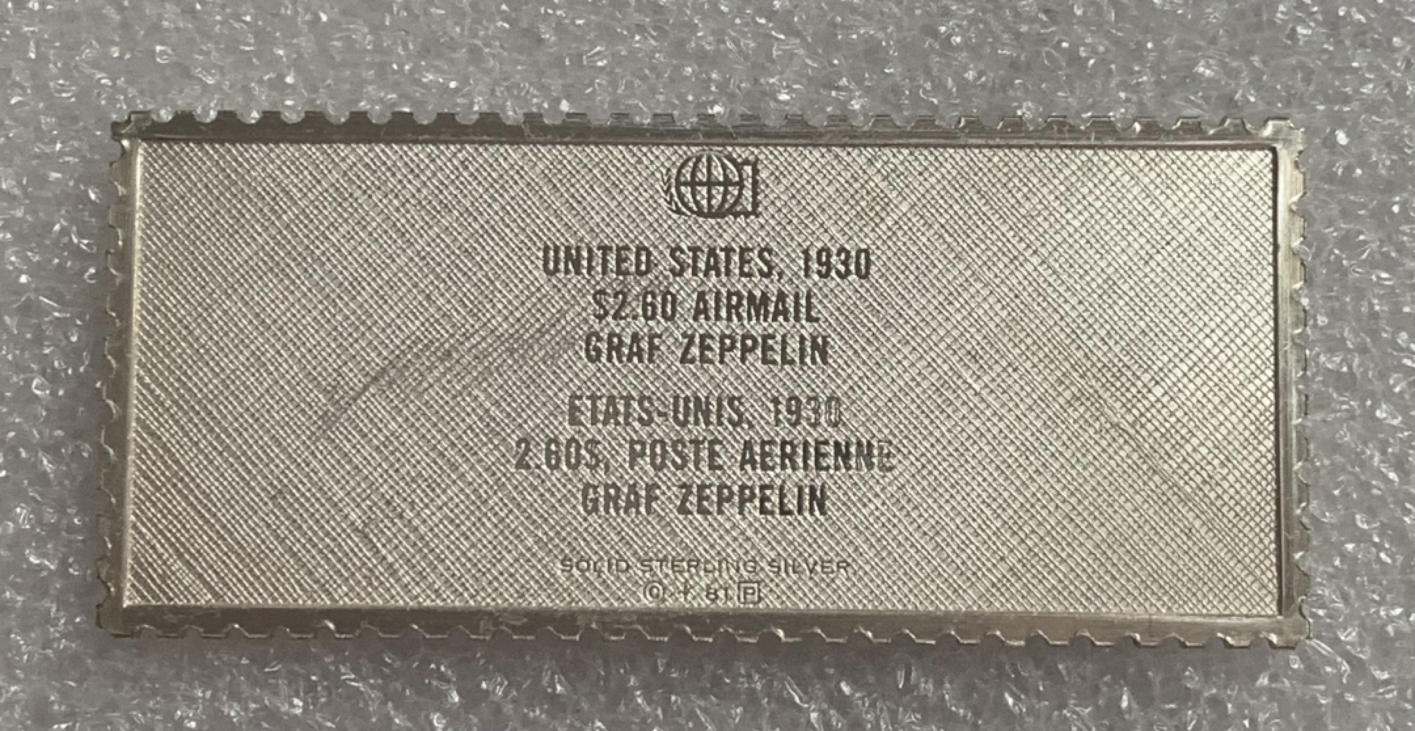 瓶子🏺第92期拍卖会  美国1930年2.6美元珍稀邮票  世界邮政后铸银质