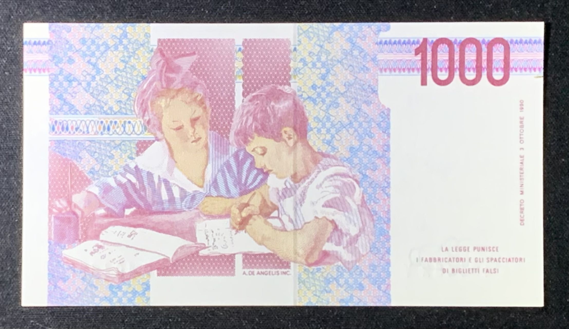 紫瑗钱币——第270期拍卖—纸币场 意大利 1990年 末版 1000里拉 UNC