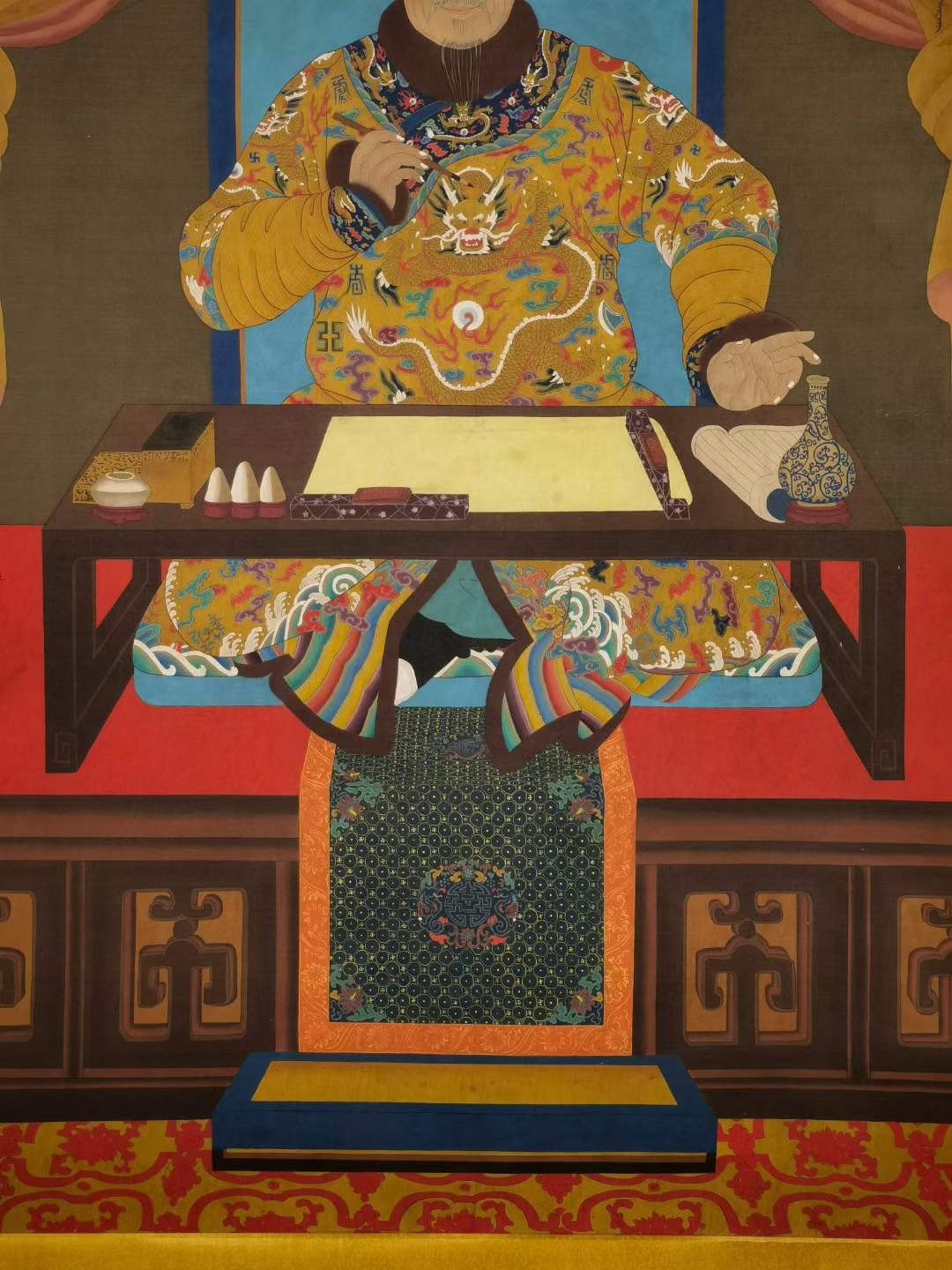 郎世宁珍品绢本爱新觉罗·皇太极像。郎世宁（1688.7.19-1766.7.16），入皇宫任宫廷画家，为清代宫廷十大画家之一。