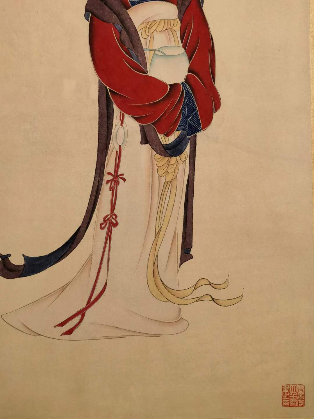 张大千纸本仕女图。张大千（1899年5月10日—1983年4月2日），四川省内江市人，原名正权，后改名爰，中国近现代国画家。