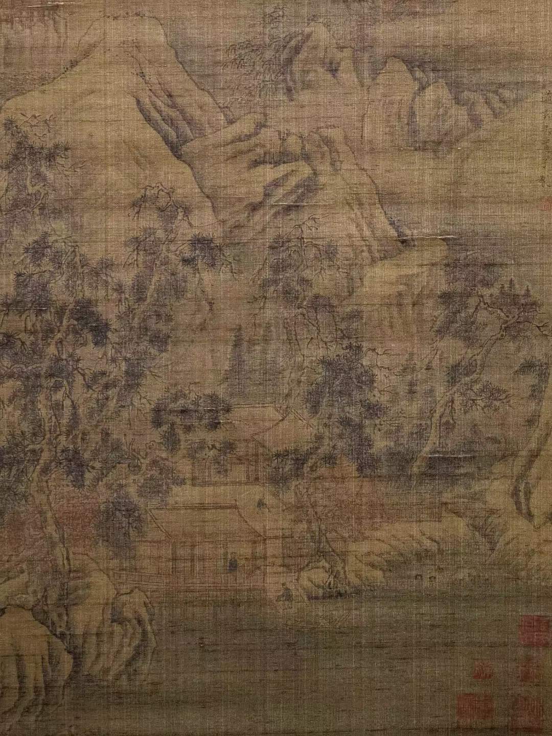 吴道子绢本《买鱼沽酒图》立轴。吴道子（约680年—759年），又名道玄，唐代著名画家，画史尊称画圣。