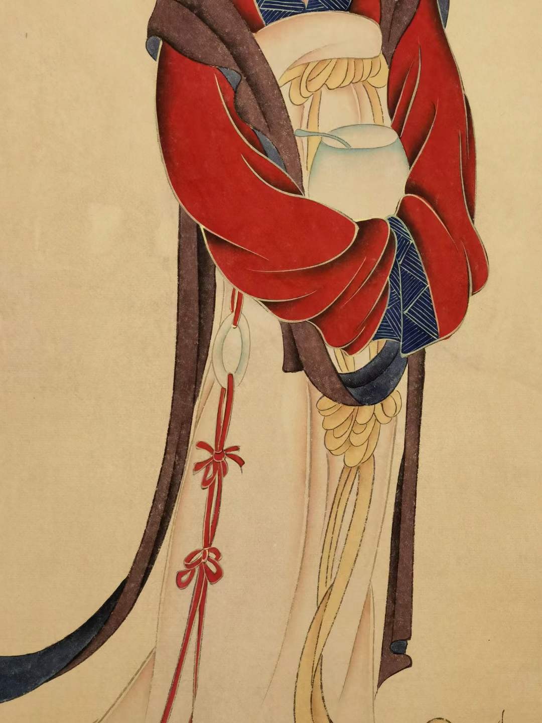 张大千纸本仕女图。张大千（1899年5月10日—1983年4月2日），四川省内江市人，原名正权，后改名爰，中国近现代国画家。