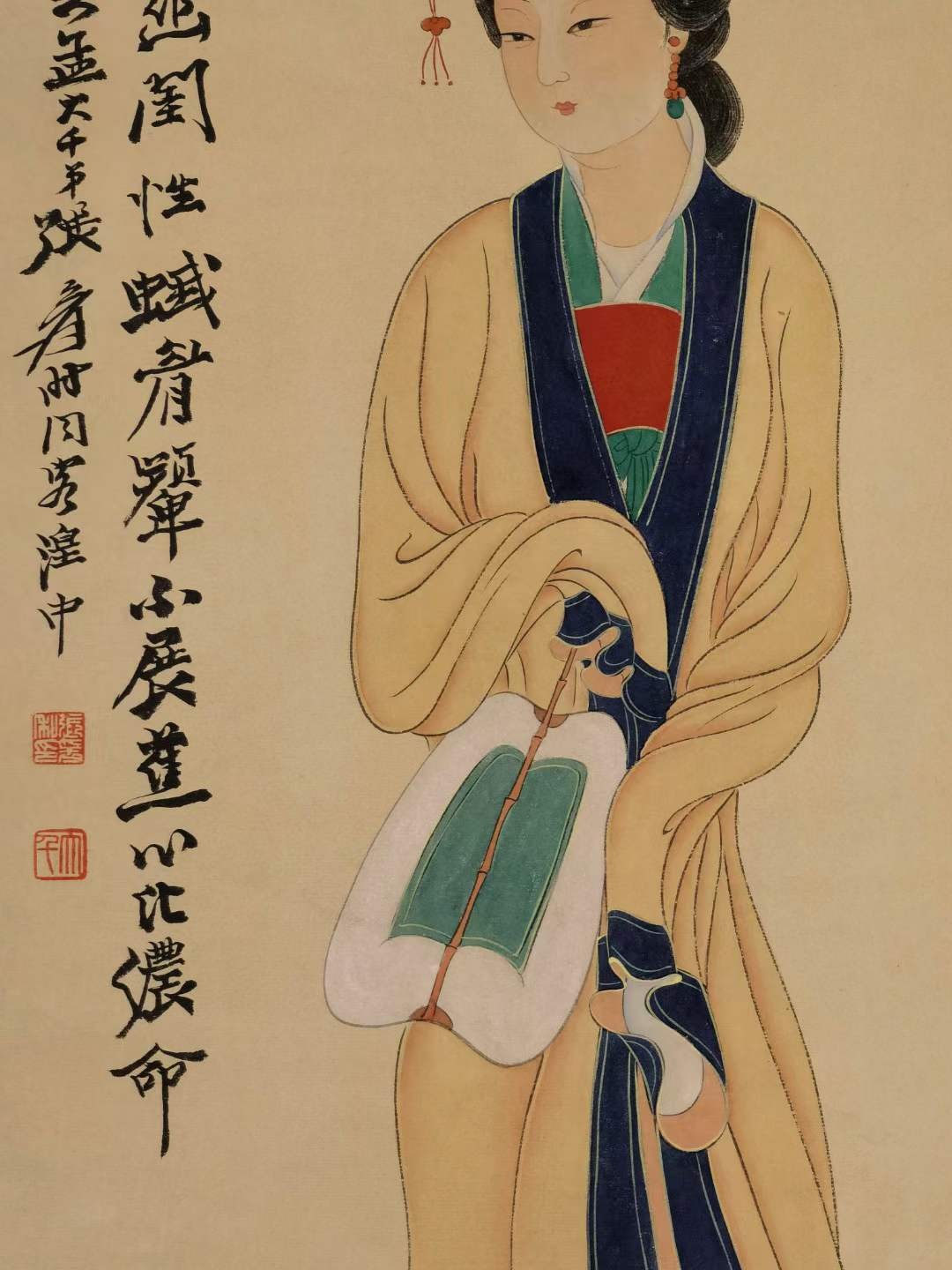 张大千纸本仕女图。张大千（1899年5月10日—1983年4月2日），四川省内江市人，原名正权，后改名爰，中国近现代国画家。