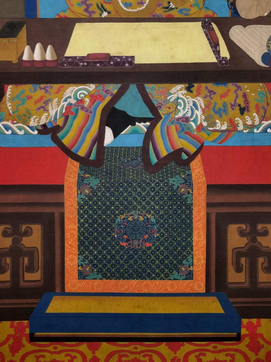 郎世宁珍品绢本爱新觉罗·皇太极像。郎世宁（1688.7.19-1766.7.16），入皇宫任宫廷画家，为清代宫廷十大画家之一。