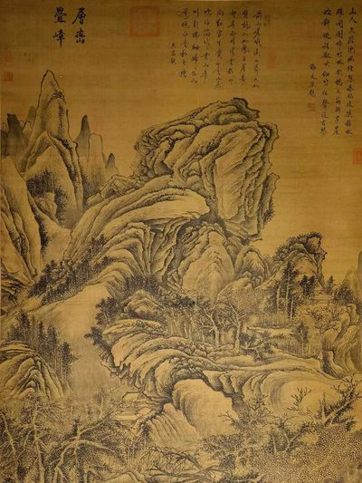 关仝大六尺珍品绢本山水图。关仝（约907-960年），京兆长安人。五代时期杰出画家，与荆浩、董源、巨然并称“四大山水画家”。 关仝大六尺珍品绢本山水图。关仝（约907-960年），京兆长安人。五代时期杰出画家，与荆浩、董源、巨然并称“四大山水画家”。