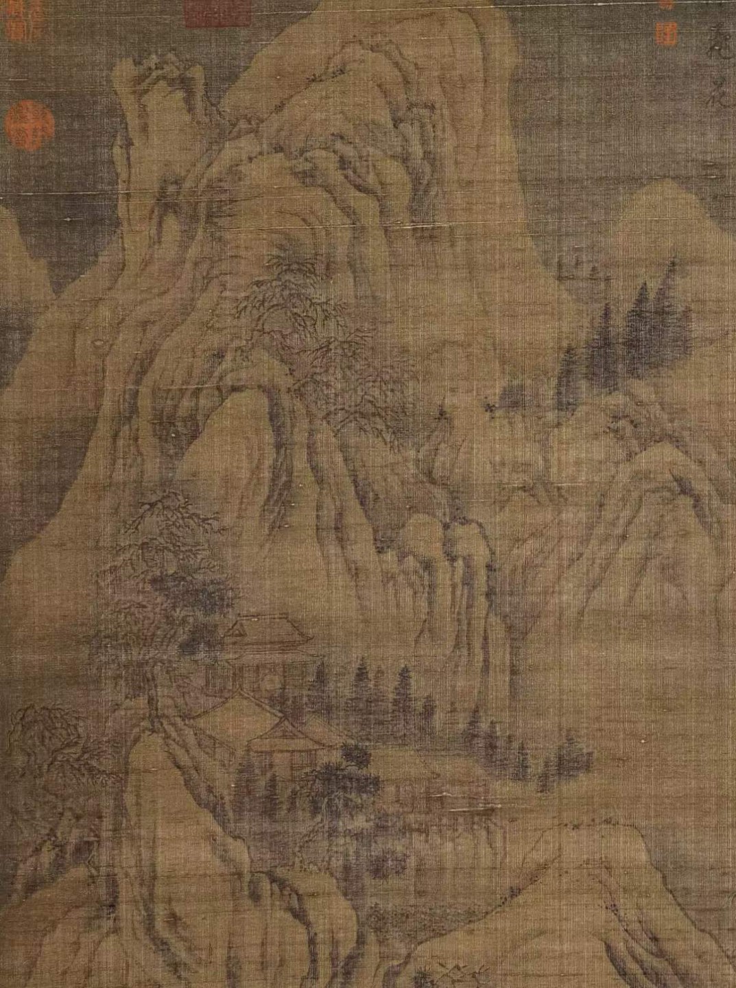 吴道子绢本《买鱼沽酒图》立轴。吴道子（约680年—759年），又名道玄，唐代著名画家，画史尊称画圣。