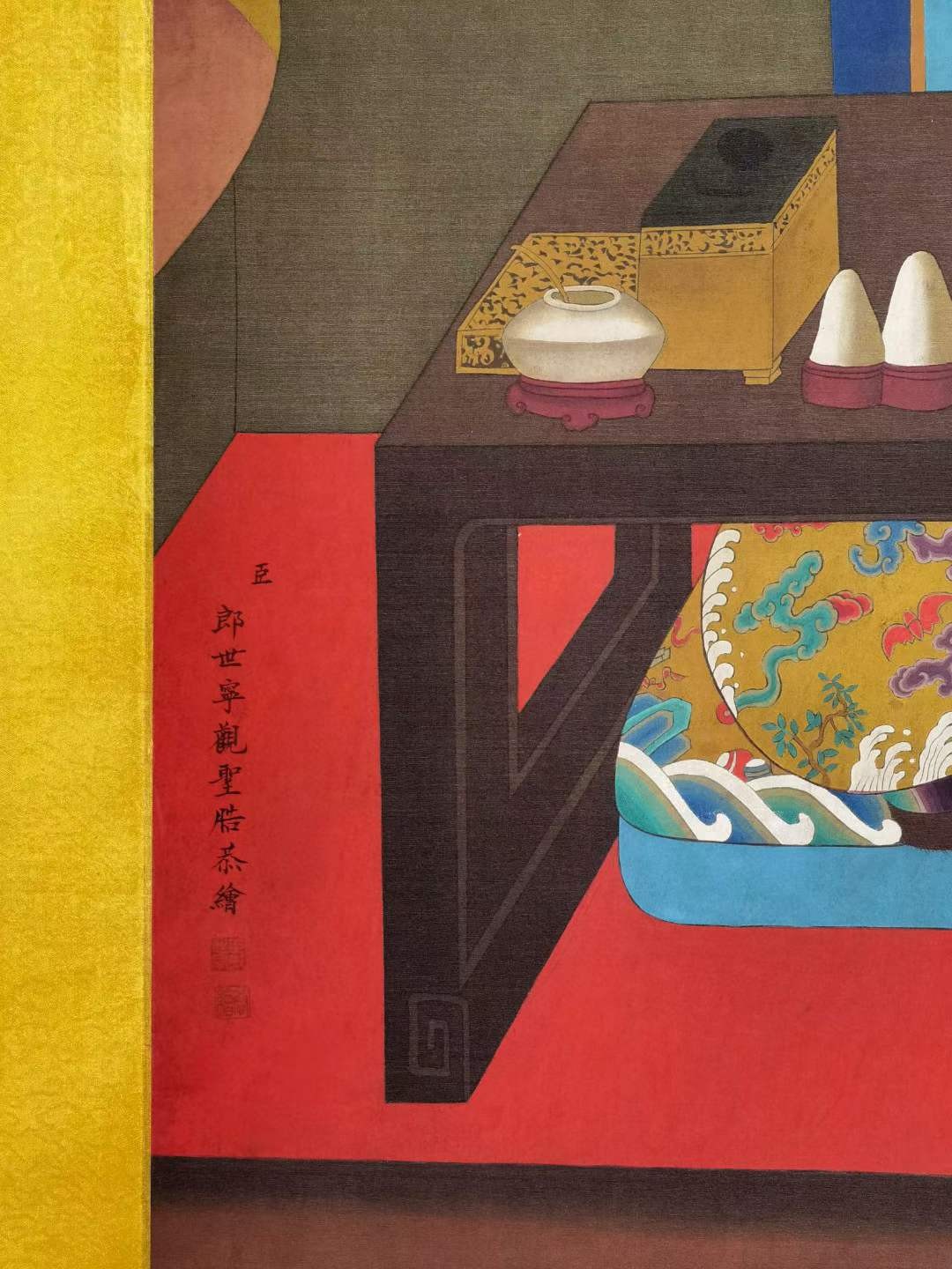 郎世宁珍品绢本爱新觉罗·皇太极像。郎世宁（1688.7.19-1766.7.16），入皇宫任宫廷画家，为清代宫廷十大画家之一。